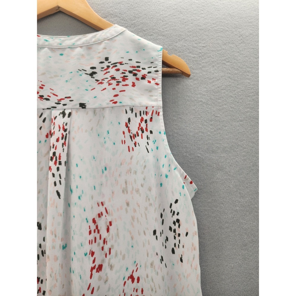 Apt. 9 Women Large White Abstract Print Sleeveless Quarter Zip High Low Blouse - Picture 8 of 14